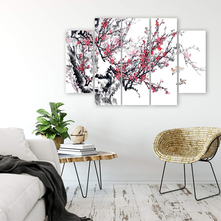 Feeby. Leinwandbild - 5 Teile - Bilder, Wand Bild, Wandbilder, Kunstdruck XXL, 5-Teilig, (JAPANISCHE