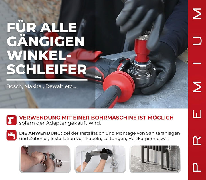 STREND PRO Diamant Fliesenbohrer Set | 6-8-10-20-35-50-68 mm, Trennscheibe, Fingerfräser 20mm, SDS A