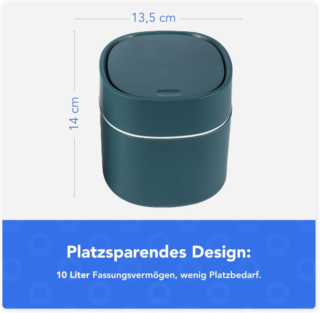 Bamodi Mini Mülleimer mit Deckel für den Schreibtisch - Perfekt für kleine Räume wie Bürotisch, Auto