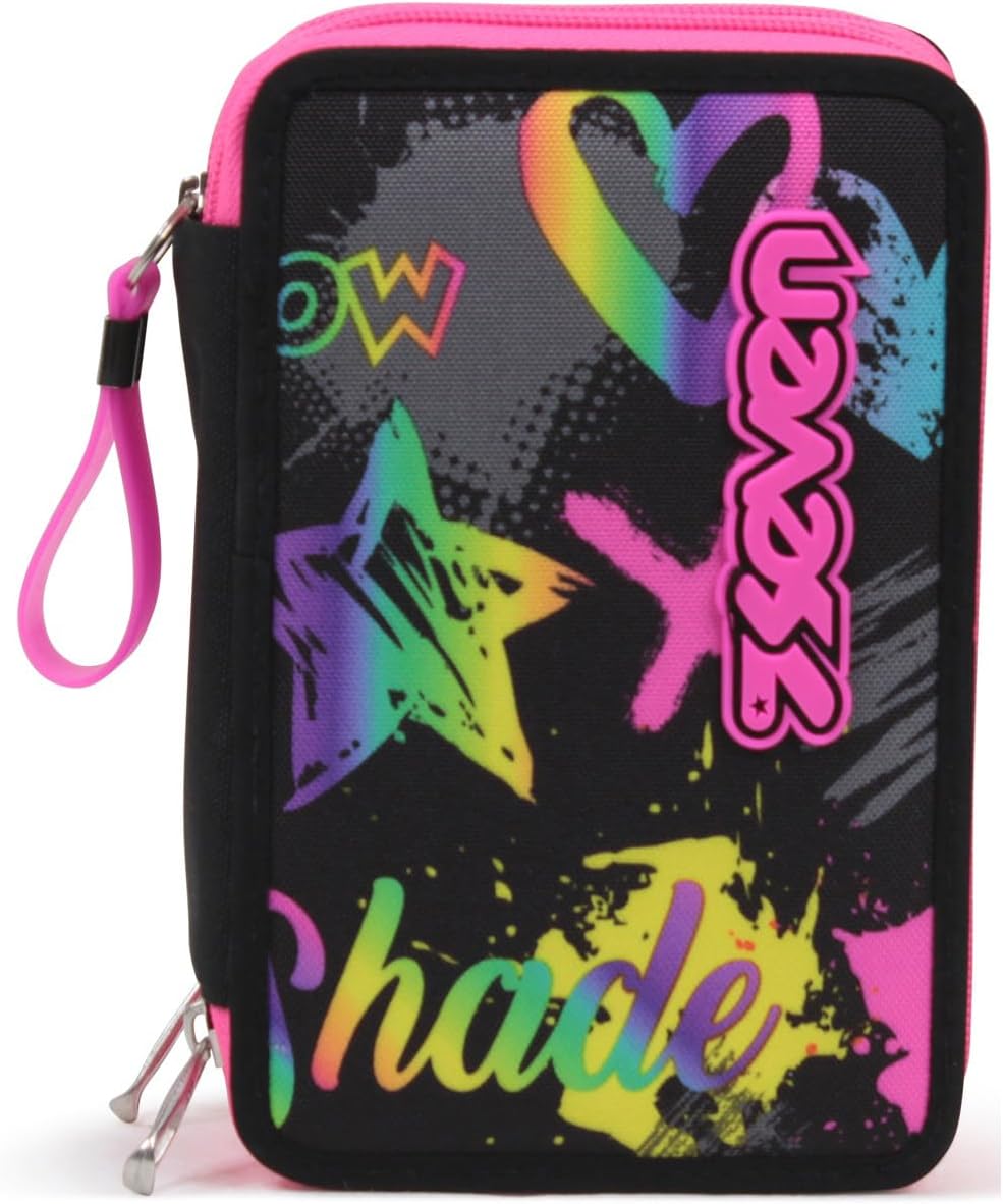 Seven Federmäppchen, Mäppchen, Mehrfarbig, Federtasche für Schreibwaren, Etui komplett mit Bleistift