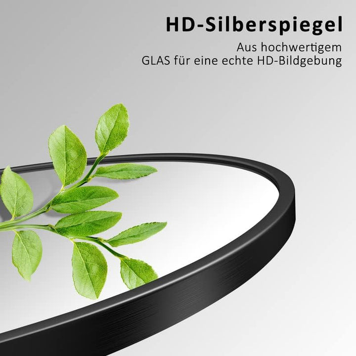 HY-RWML Wandspiegel Rund Schwarz 70cm Spiegel gross Badezimmerspiegel Badspiegel für Badezimmer Wasc