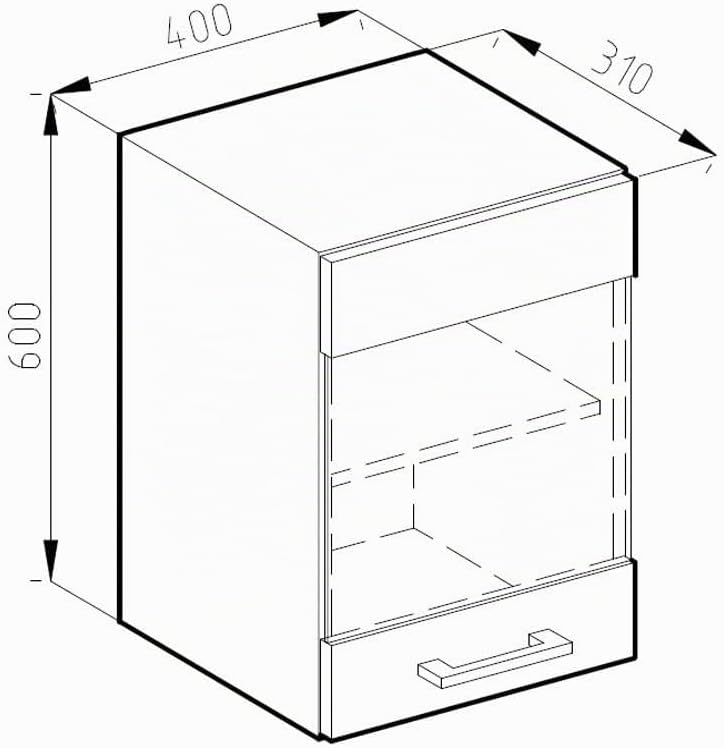 Vicco Küchenschrank Glas R-Line, Rot/Anthrazit, 40 cm J-Shape Rot Hängeglasschrank 40 cm grifflos, R