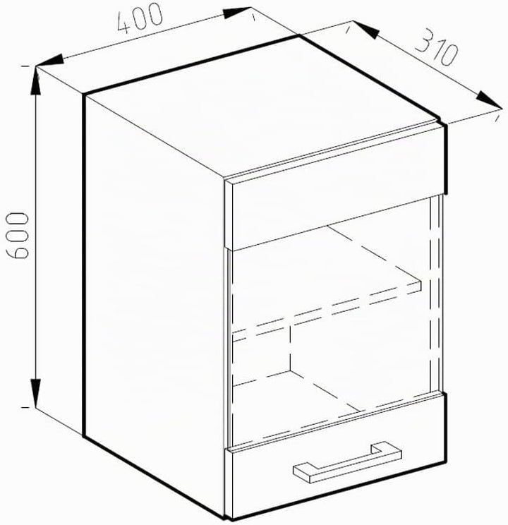 Vicco Küchenschrank Glas R-Line, Weiss/Anthrazit, 40 cm J-Shape Weiss Hängeglasschrank 40 cm, Weiss