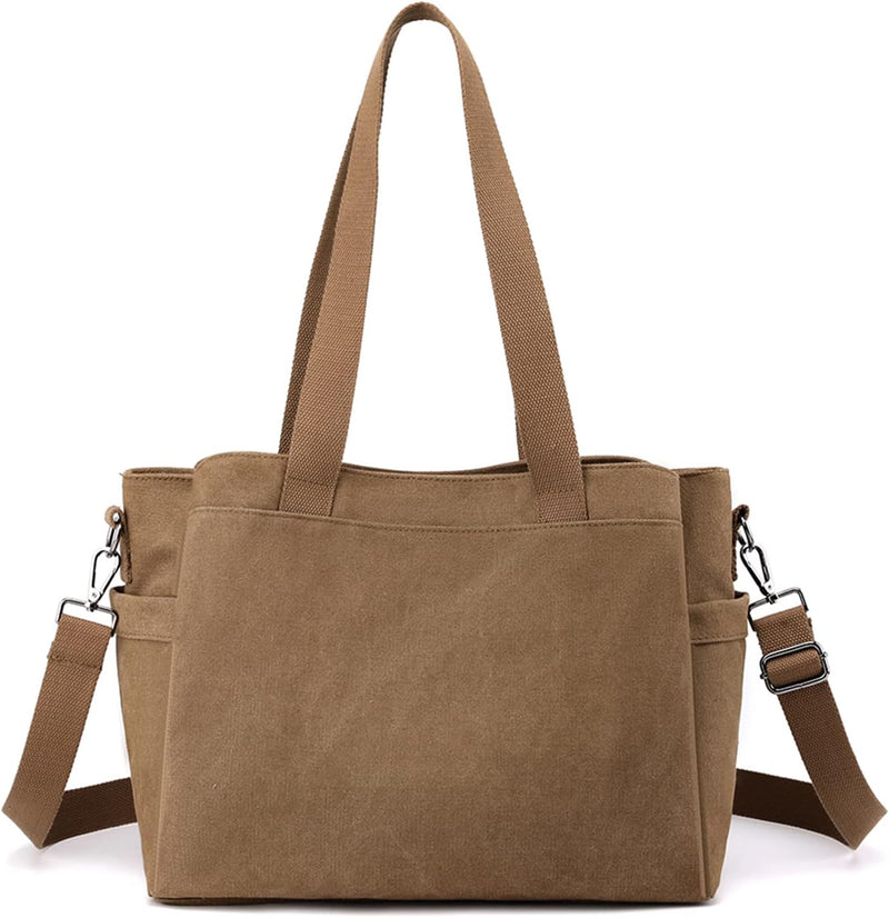 CORIOS Damen Schultertasche Canvas Handtasche Casual Tragetasche Grosse Kapazität Umhängetasche Mult