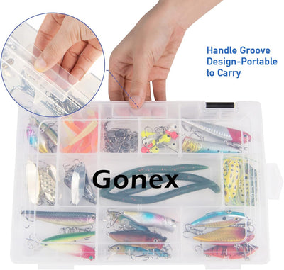 Gonex Köderboxen Angeln, Tackle Boxes 3/4 Stück, Transparente Kunststoff Angelbox mit Verstellbaren
