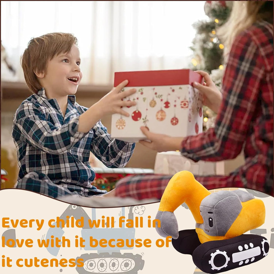 Süsses Bagger Kuscheltier für Kinder – 26x23cm Plüsch Bagger Spielzeug mit realistischem Design, wei