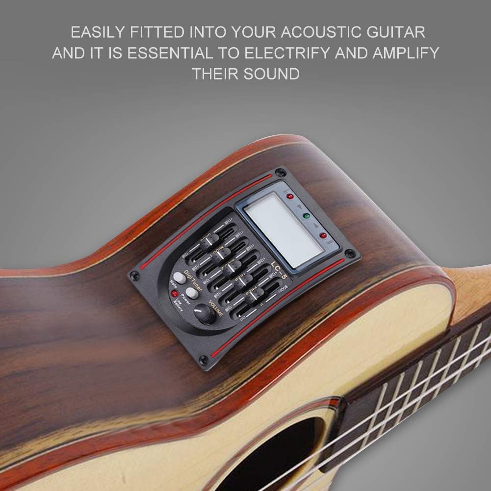LCD 5-Band-Akustikgitarren-Vorverstärker-EQ LC-5 Equalizer-Tuner Piezo-Pickup-Equalizer-Pickup-Tuner