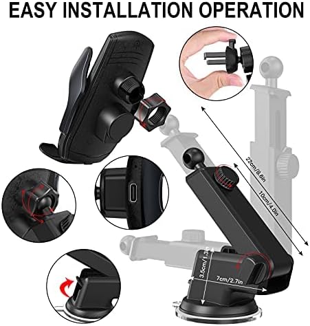 Wireless Car Charger, 15W Qi Fast Charging Auto-Clamping Car Mount Air Vent Phone Holder for iPhone