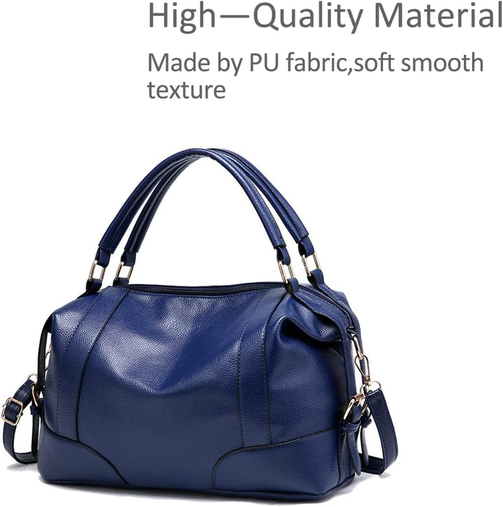 NICOLE & DORIS Damen Handtaschen Öl gewachste Tasche Top-Griffe Crossbody Boston Taschen Blau, Blau
