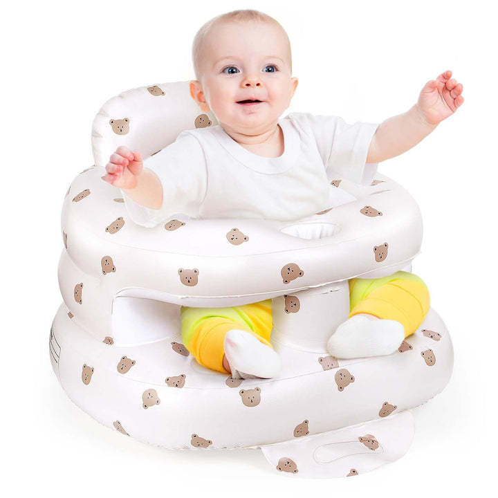 Aufblasbarer Babysitz für Babys ab 3 Monaten, aufblasbarer Babystuhl eingebauter Luftpumpe Baby Rück