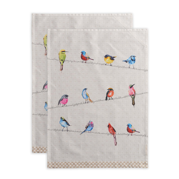 Maison d' Hermine Birdies On Wire 100% Baumwolle 2er-Set Küchentücher 50 cm x 70 cm Multicolor 3er-S
