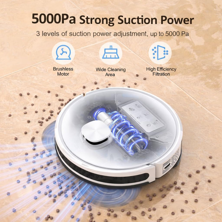 Lubluelu Saugroboter mit Wischfunktion 3-1, 4500Pa Staubsauger Roboter Lasernavigation mit 5 Karten,