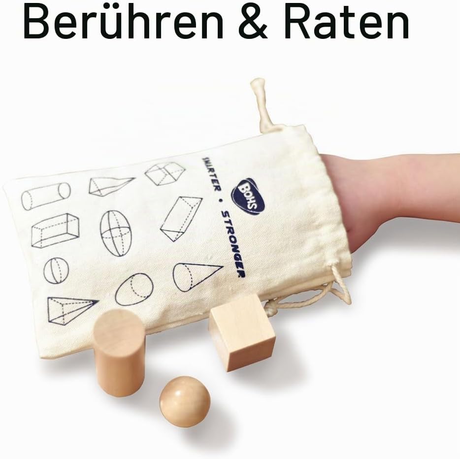 BOHS 3D-Formen-Ratespiel – Kofferpackung mit 10 Boxen – solide Figuren-Geometrie-Miniatur-Set in Mys
