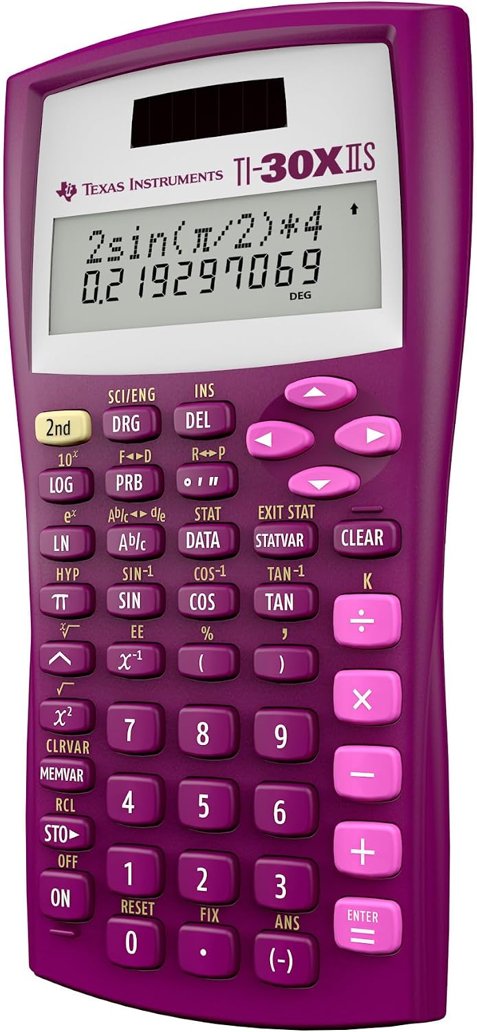 Texas Instruments TI-30X IIS 2-Line Scientific Calculator, Rasberry by Texas Instruments Raspberry S