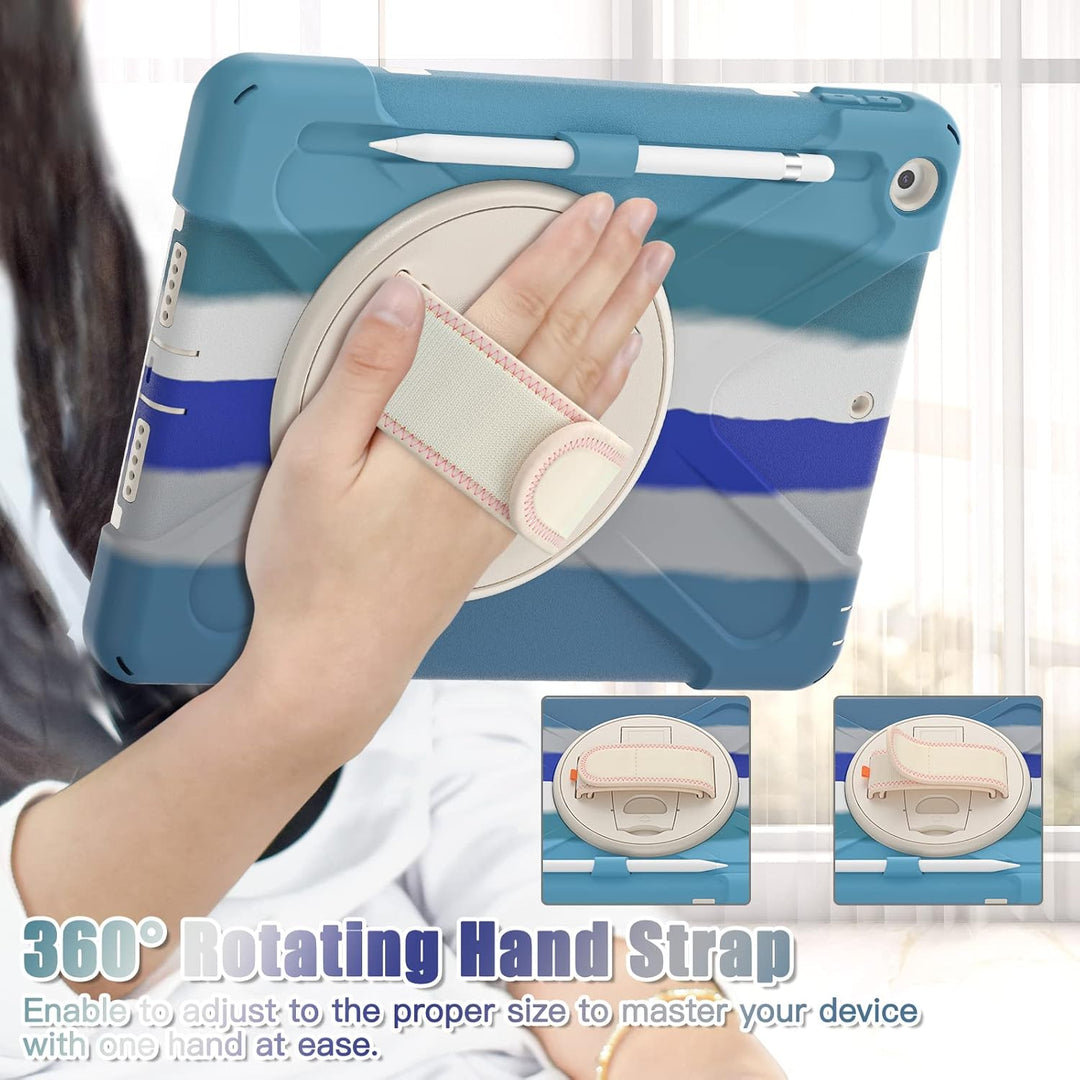 UFinetech iPad 9 Generation Hülle, iPad 10.2 Hülle, iPad Case 7./8., 360 Drehbarer Ständer Handschla