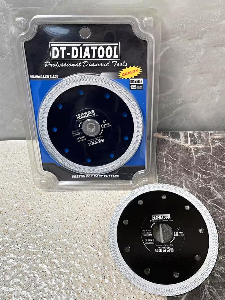 DT-DIATOOL Diamant Trennscheibe 2 Stücke 125 mm Sägeblatt mit X Mesh Turbo für Porzellan Fliesen Mar