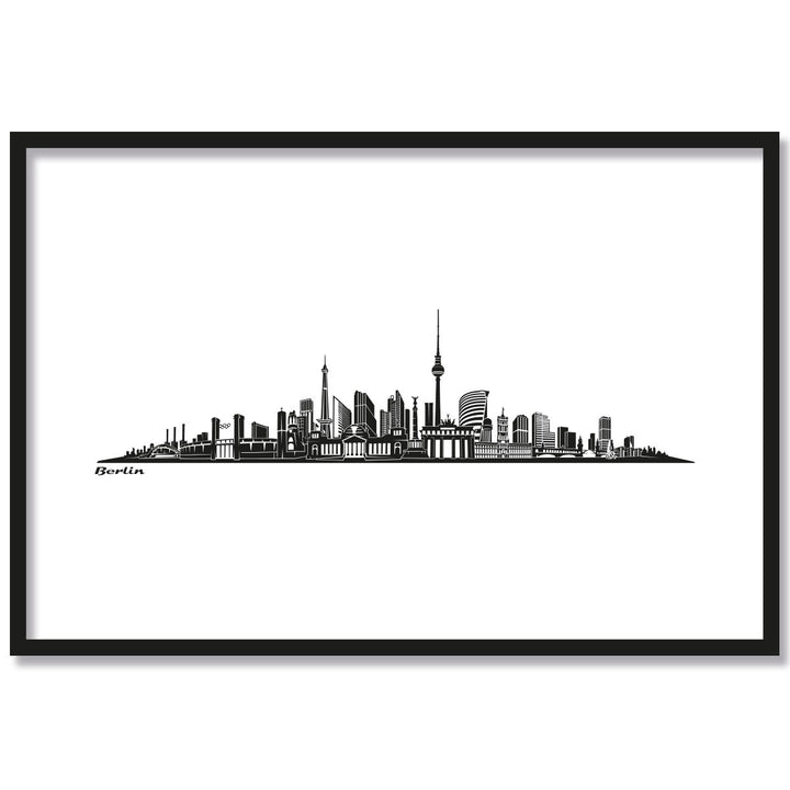 JUNIWORDS Poster mit/ohne Holzrahmen, Wähle ein Motiv, Skyline Berlin, Wähle eine Grösse, 40 x 60 cm