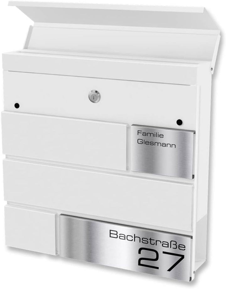Metzler Briefkasten in weiss Modell G - Pulverbeschichtung in RAL 9016 Feinstruktur Matt - Postkaste