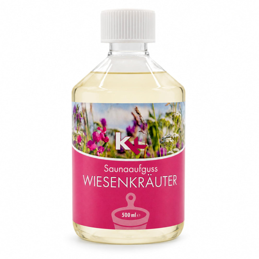 KK Sauna Aufguss Konzentrate PREMIUM - Made in Germany - Duftsorte Wiesenkräuter - 500 ml Flasche -