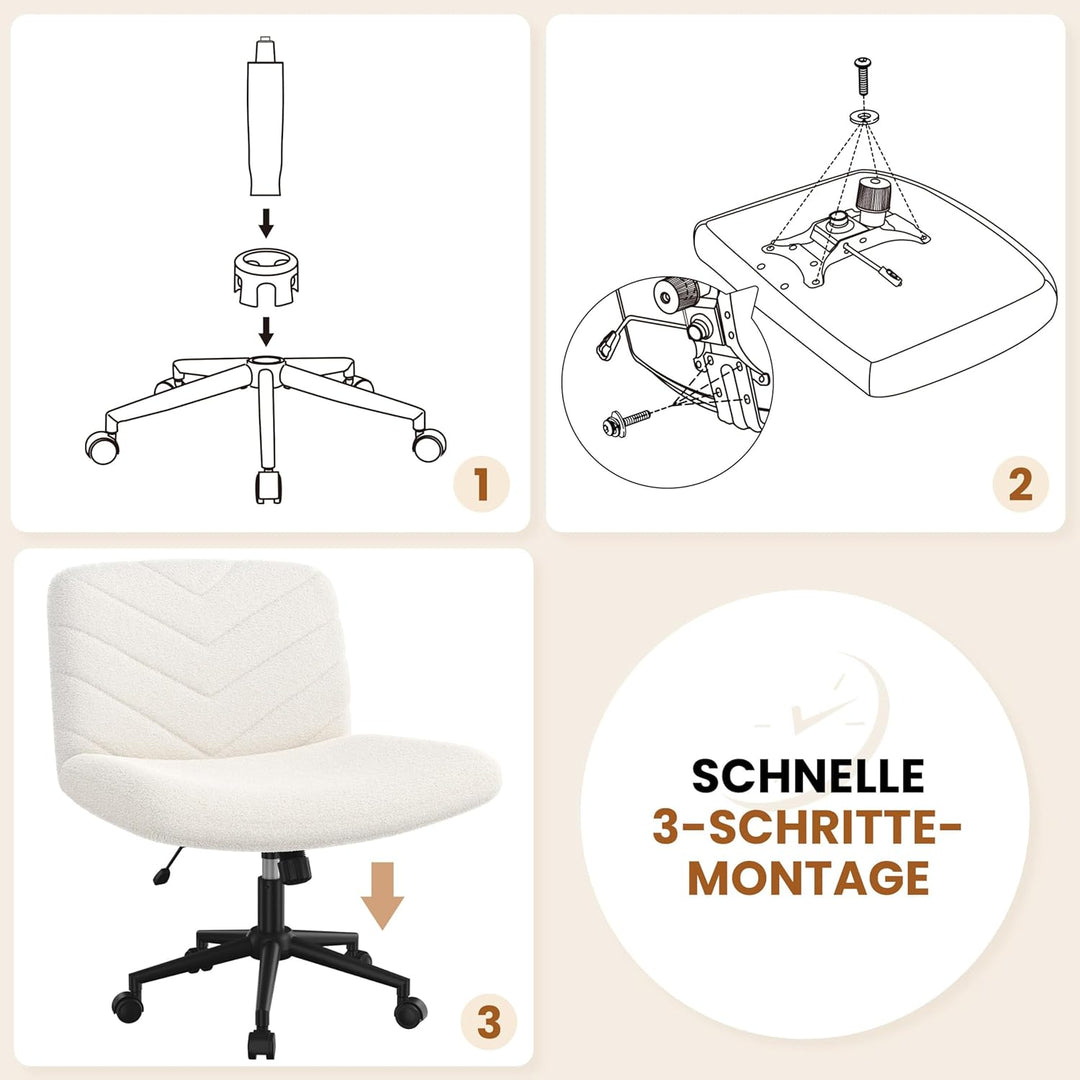 Yaheetech Bürostuhl mit Rollen, Schreibtischstuhl mit breitem Sitzkissen, Höhenverstellbar Drehstuhl