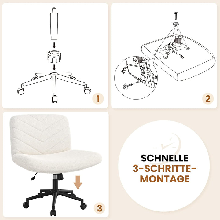 Yaheetech Bürostuhl mit Rollen, Schreibtischstuhl mit breitem Sitzkissen, Höhenverstellbar Drehstuhl