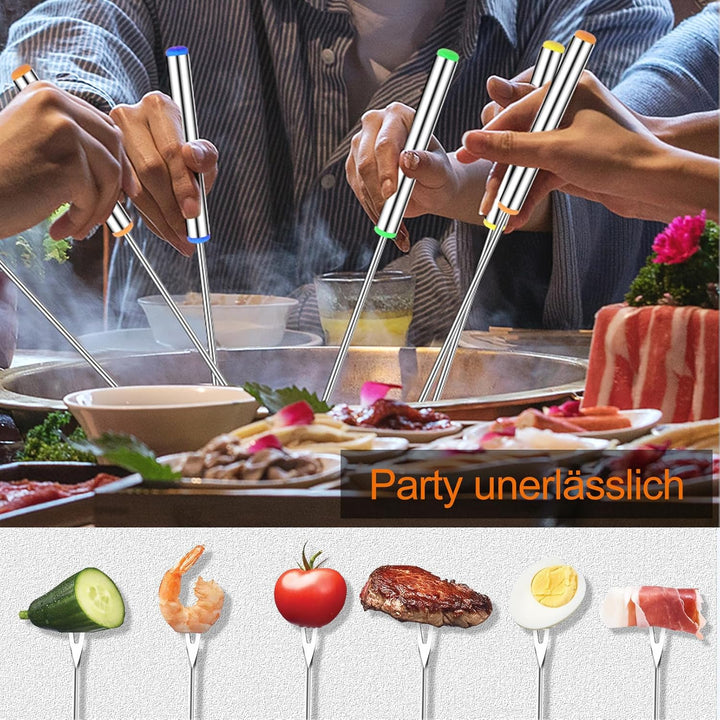 Jeffbaubl 18 Stück Fonduegabeln Edelstahl, 23.5 cm Fondue Gabeln, Spiesse Fondue Gabel mit Hitzebest
