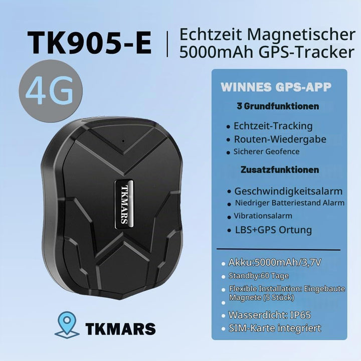 GPS Tracker 4G mit Integrierte SIM, Starker Magnetischer Wasserdichter 5000mah Akku Mit APP/PC-Platt