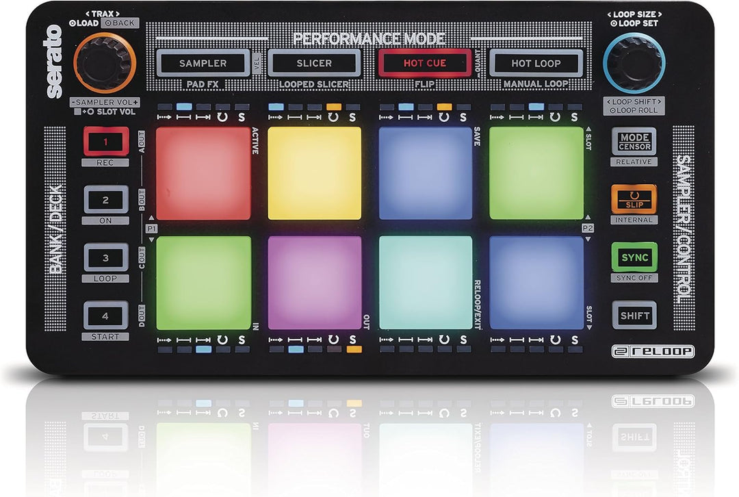 Reloop Neon – Add-On USB DJ Controller mit anschlagdynamischen RGB-Performance-Drumpads, Plug and Pl