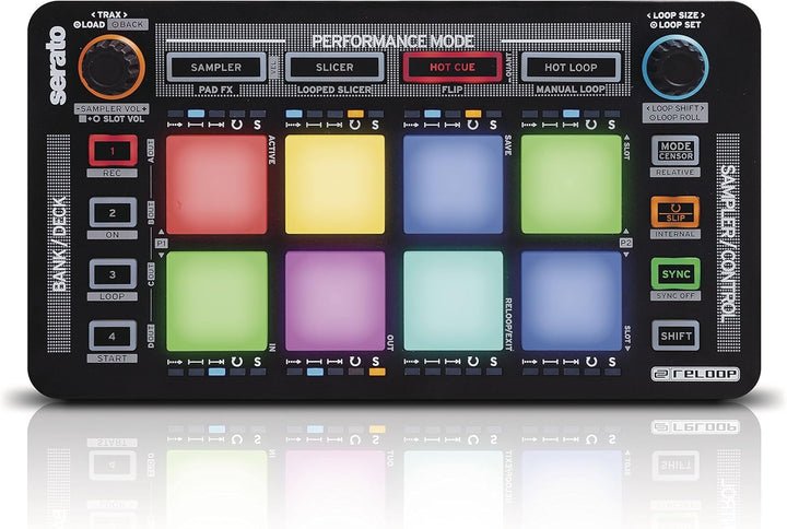 Reloop Neon – Add-On USB DJ Controller mit anschlagdynamischen RGB-Performance-Drumpads, Plug and Pl
