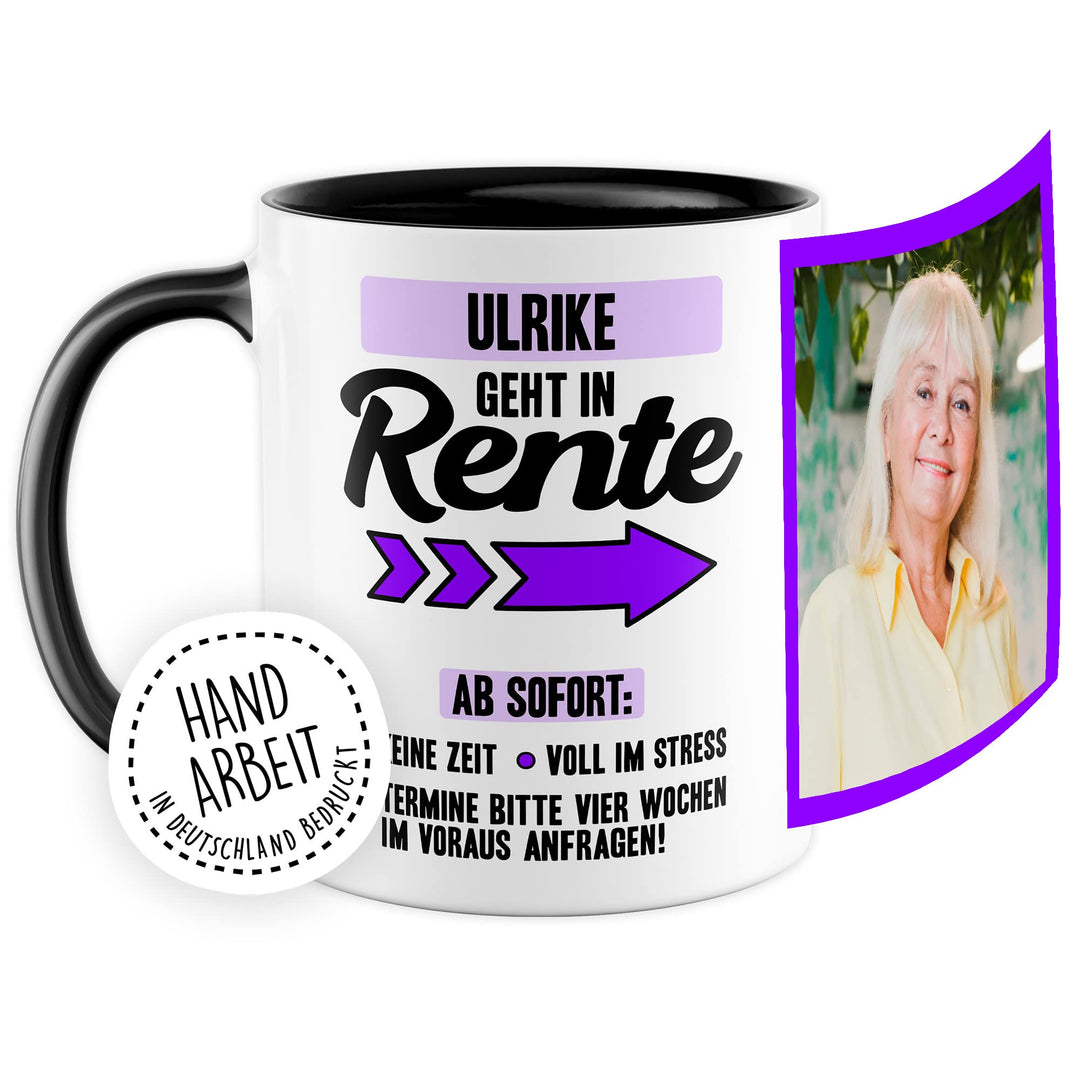 Rente Tasse personalisiert Ruhestand Kaffeetasse Rentnerin Geschenk anpassbar Kollegin Geschenkidee
