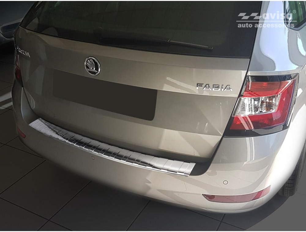 Avisa Edelstahl Heckstossstangenschutz kompatibel mit Skoda Fabia III Combi Facelift 2018- 'Ribs'
