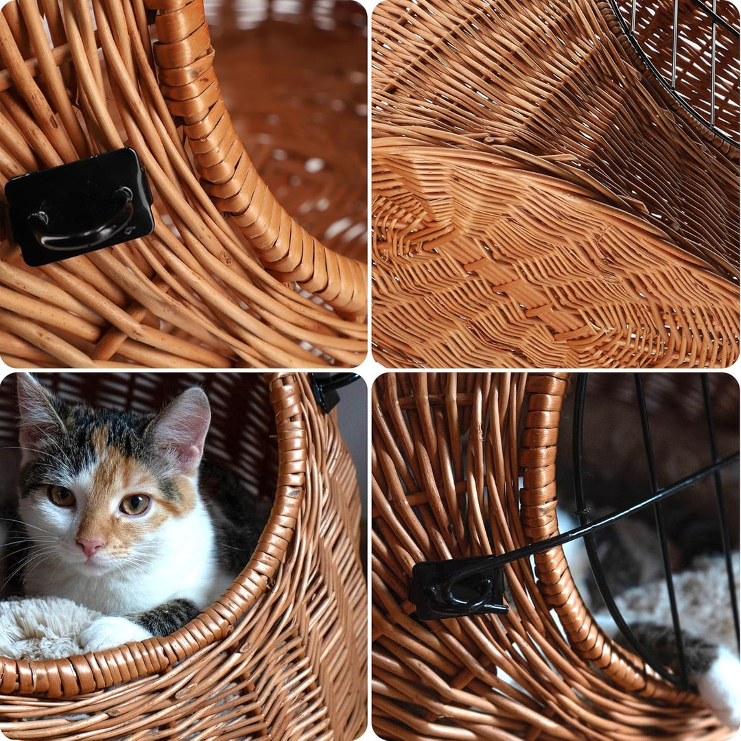 KADAX Transportkorb für Tiere, Katzenkorb aus Weide, Transportbox mit Tragegriff, Weidenkorb mit Ver