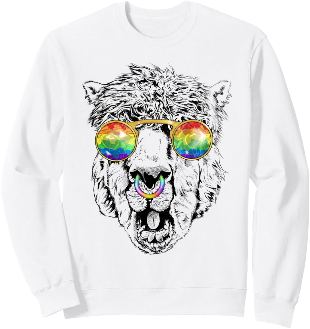 Alpaka Zeichnung mit Sonnenbrillenkopf für Sie und Ihn Sweatshirt