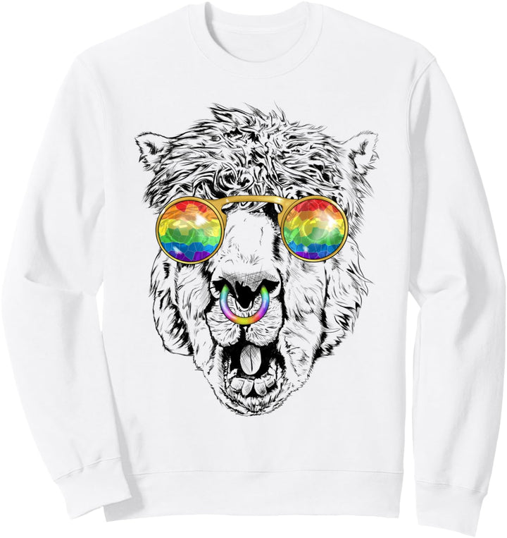 Alpaka Zeichnung mit Sonnenbrillenkopf für Sie und Ihn Sweatshirt