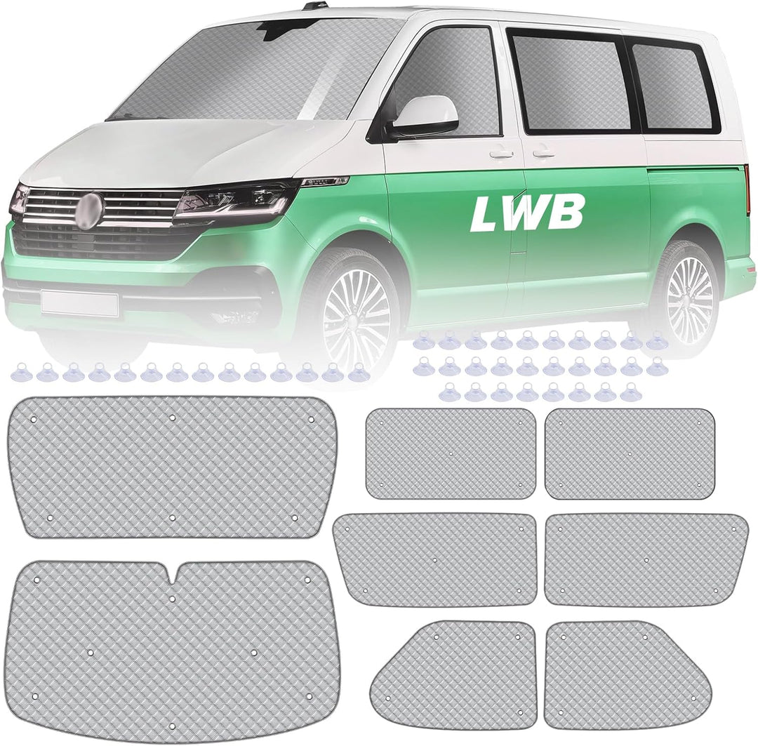 MaxEarn 8Stk Thermomatte Fahrerhaus passend für LWB VW T4, Luxus Interne Auto Sonnenblende Frontsche