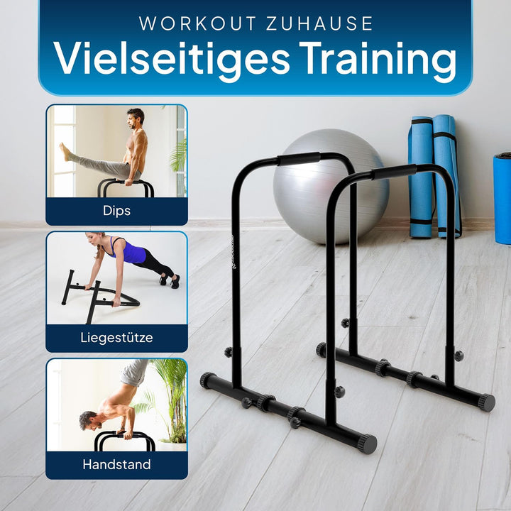 ArtSport Dip Barren - Dip Station bis 500 kg belastbar - Liegestützgriffe - Fitness Stange verstellb