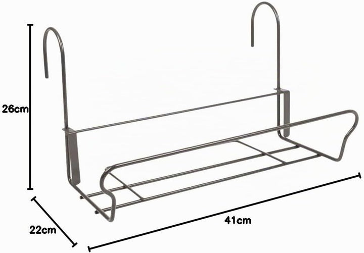 H.G. Balkonkastenhalter Universal mit Sicherheitshaken 41,5 x 22 cm, Schwarz