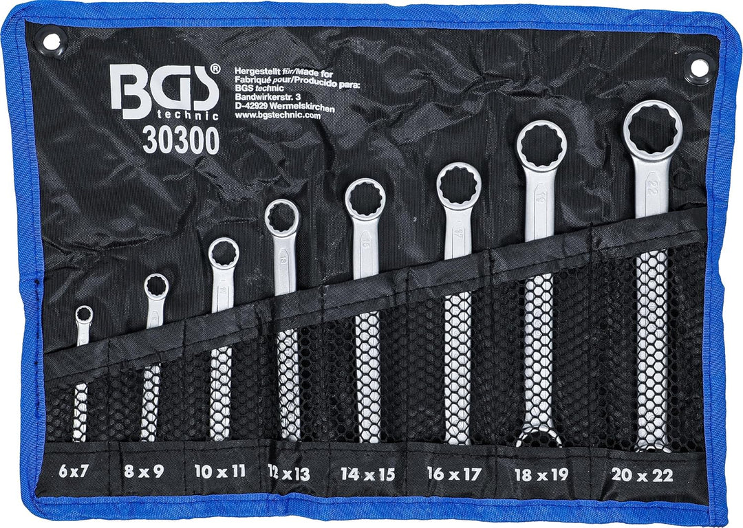 BGS 30300 | Doppel-Ringschlüssel-Satz | extra flach | SW 6 - 22 mm | 8-tlg., Satz