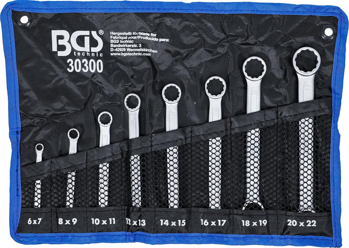 BGS 30300 | Doppel-Ringschlüssel-Satz | extra flach | SW 6 - 22 mm | 8-tlg., Satz