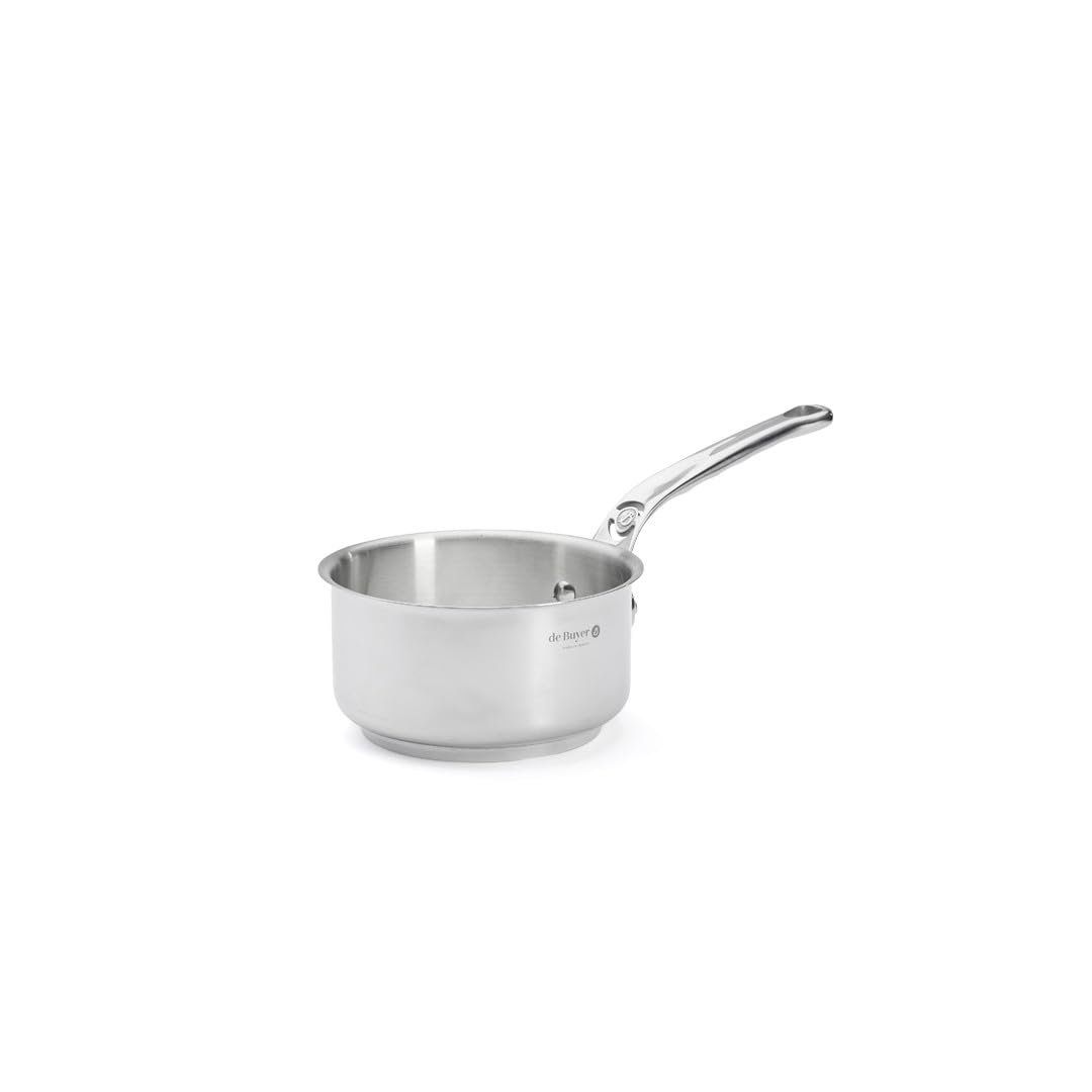DE BUYER Stielkasserolle, Edelstahl, Silber, 14 cm, 27.9 x 20.1 x 10.9 cm