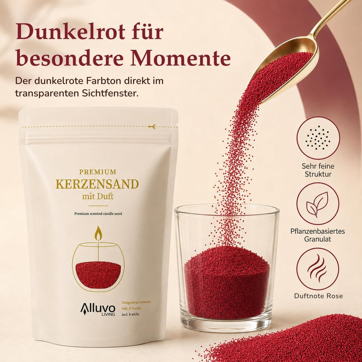 Kerzensand Rose 450 g mit 8 Dochten pflanzenbasiert, Rose