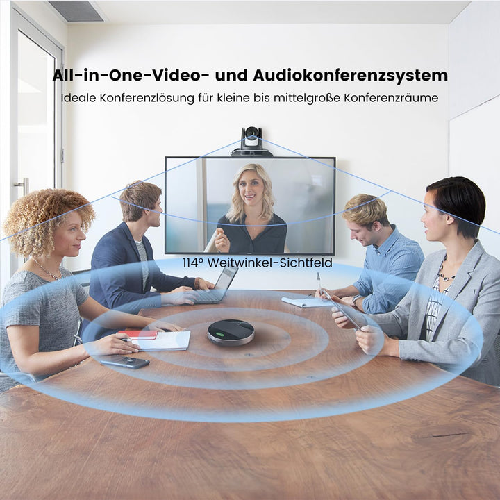 TONGVEO All-in-1 Konferenzraum-Kamera-System Und Bluetooth-Mikrofon Kombination,1080P 60fps 3-Fach o
