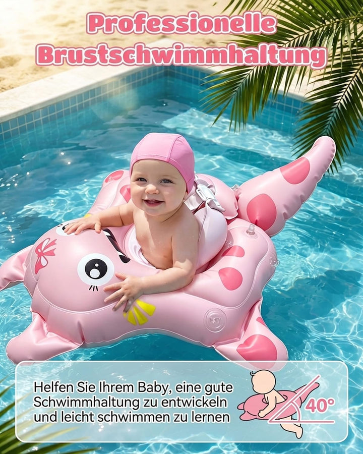 Baby Schwimmring mit UPF50+ Sonnendach Entfernbar, Premium Baby Float, Schwimmhilfe verstellbare Sch