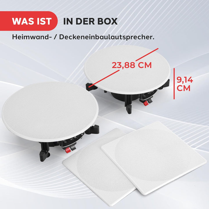 Pyle Deckenlautsprecher - Stereo-Heimkino-Lautsprecher - Wandlautsprecher Unterputz - 8-Zoll-Weiss 2