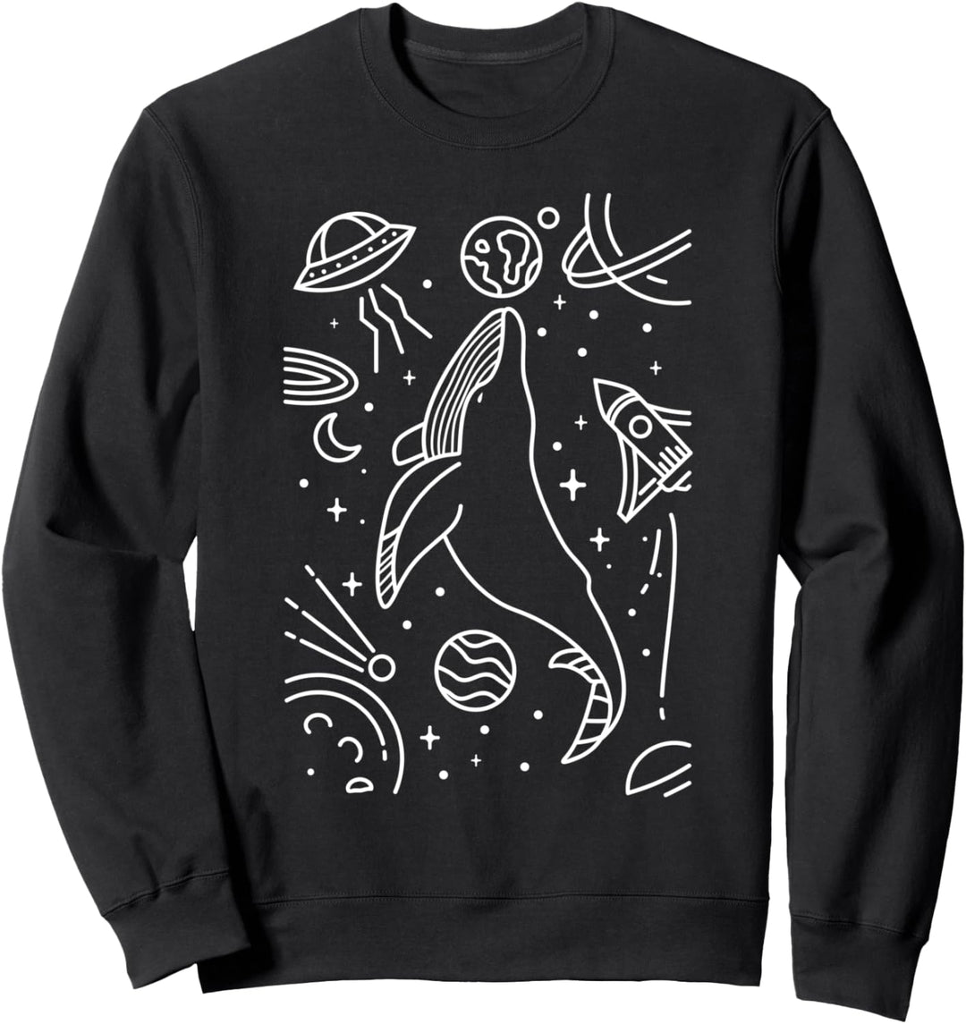 Magischer Wal Weltraum Line Art Spirituell Meditation Kunst Sweatshirt