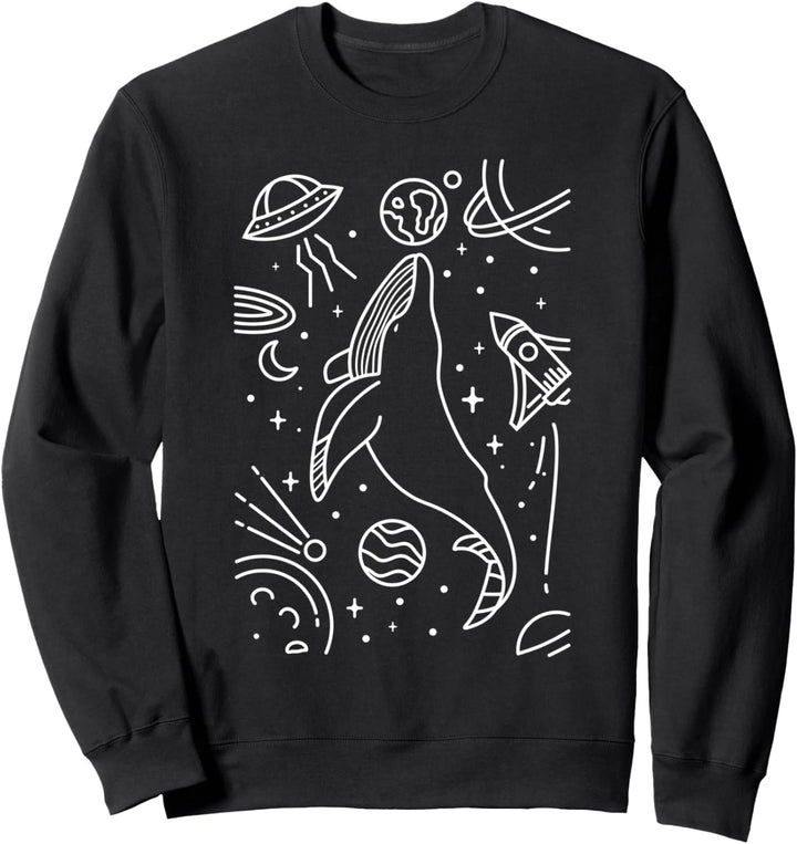 Magischer Wal Weltraum Line Art Spirituell Meditation Kunst Sweatshirt