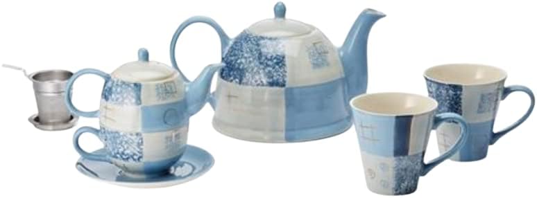 teemando® Tea-for-one-Set "Patricio" Keramik mit Goldauflage, 4-teilig Kanne: 0,4 l, Tasse: 0,2 l