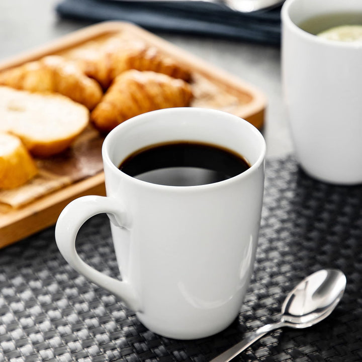 MALACASA, Serie Elisa, 6 TLG Porzellan Kaffeetasse Becher Set Tee Tasse Kaffeebecher Grauweiss