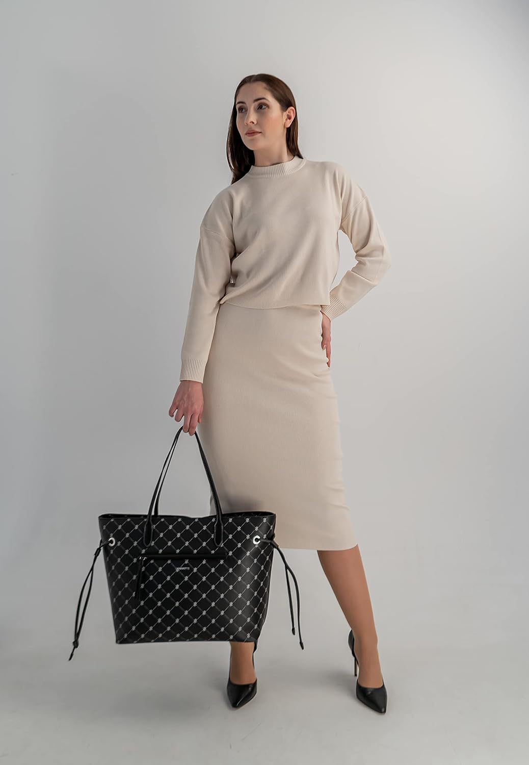 Lazarotti Palermo Shopper Tasche Damen | Tote Bag mit seitlichen Kordelzügen | XXL Schultertasche 37