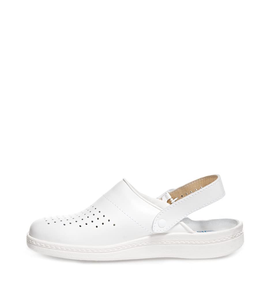 Abeba Clog 7020 - the original, Glattleder, weiss, perforiert, zertifiziert, 38 38 EU, 38 EU